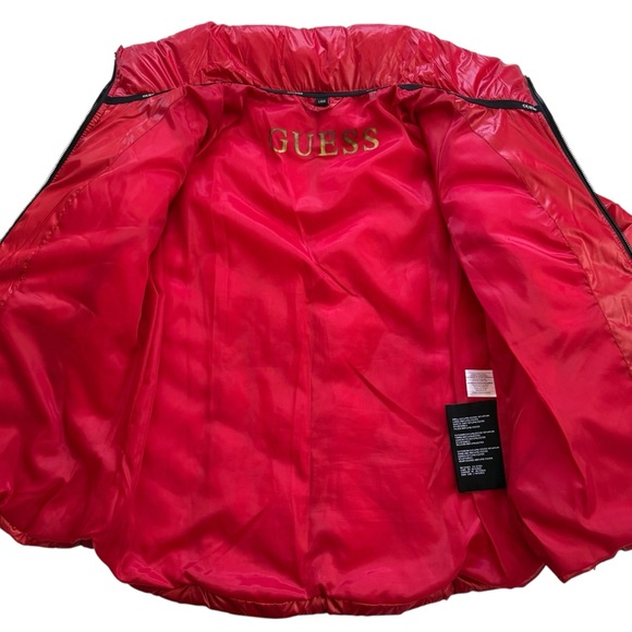 GUESS Women’s Storm Cuffs Quilted Transitional Red Puffer Jacket Size Large - Picture 16 of 16